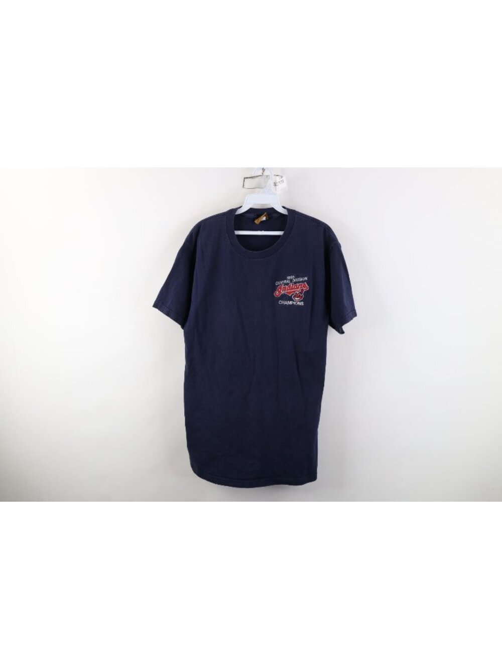 Vintage 90s Mens Medium Chief Wahoo Cleveland Indians Baseball T-Shirt USA Blue